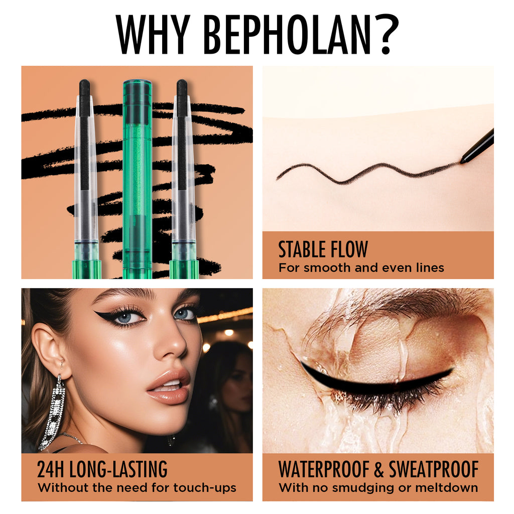 BEPHOLAN Matte Black Eyeliner Waterproof Gel Eyeliner Pencil Waterline Eye Liner 24h Long Lasting
