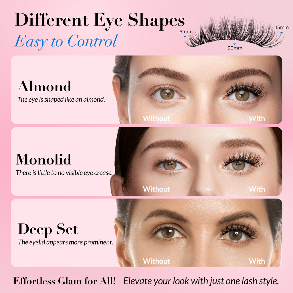 Bepholan Fake Eyelashes 5D Super Fluffy False Eyelashes Clear Band Wispy Lashes 3-Pack Faux Mink Lashes(XMZ92)