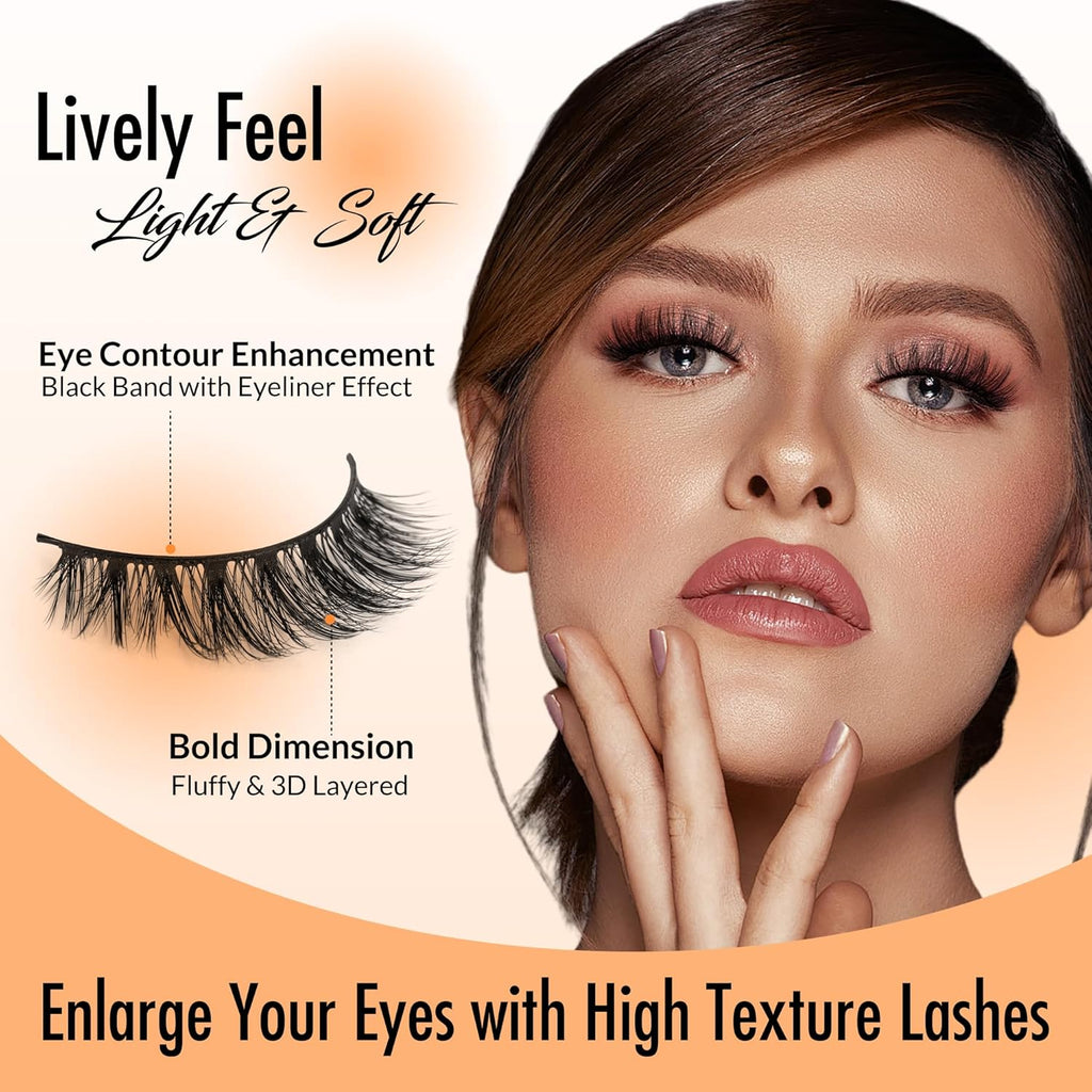 Bepholan Self Adhesive Eyelashes Natural Look No Glue Needed Press On Lashes
