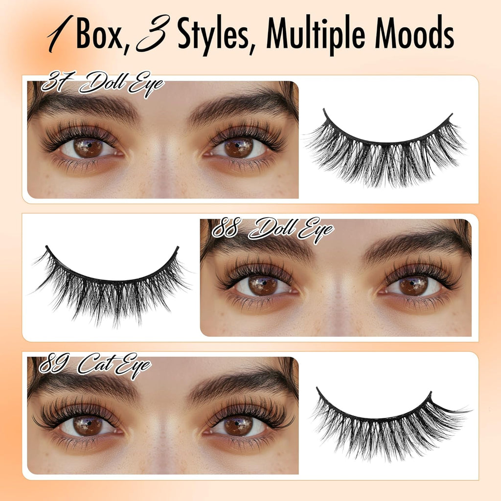 Bepholan Self Adhesive Eyelashes Natural Look No Glue Needed Press On Lashes