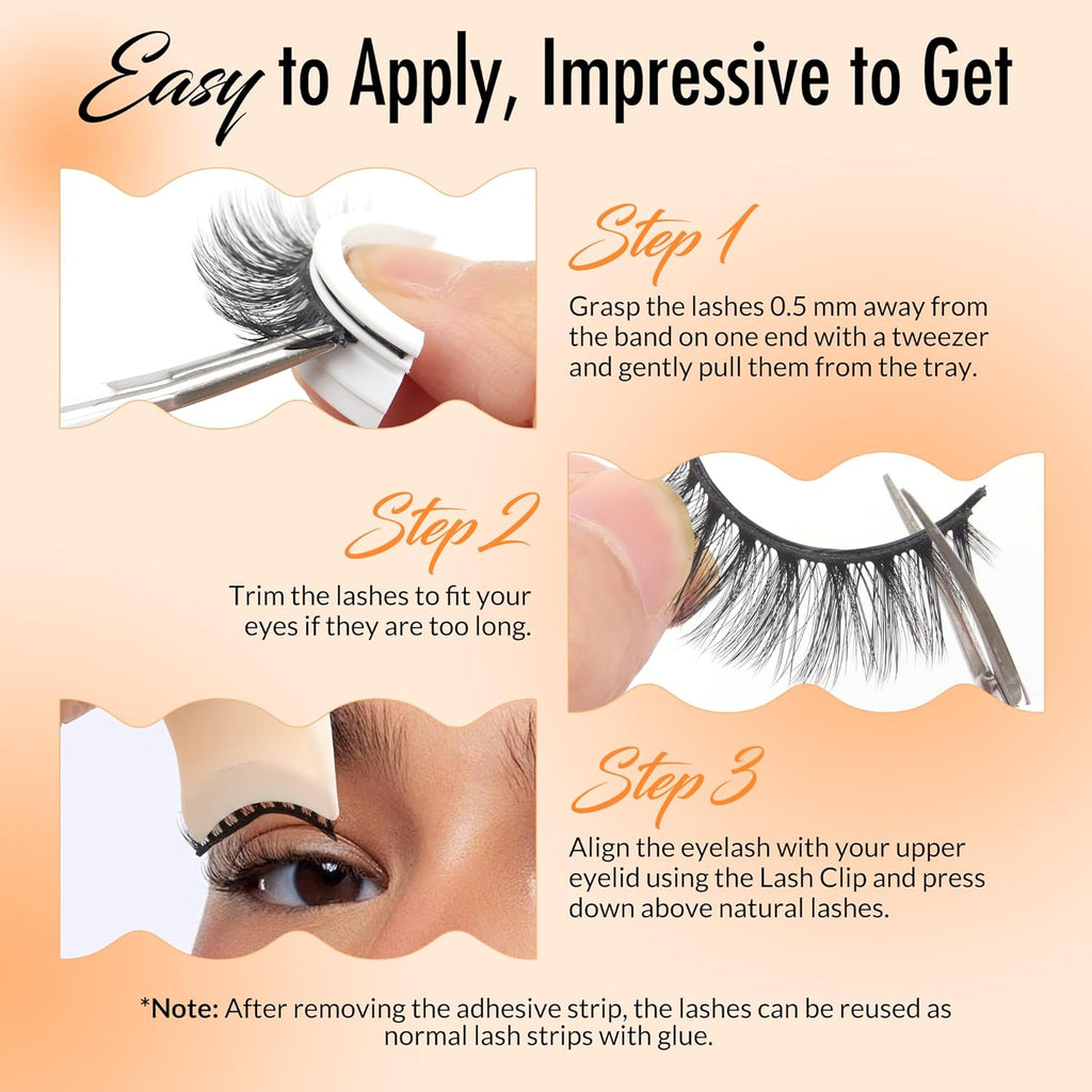 Bepholan Self Adhesive Eyelashes Natural Look No Glue Needed Press On Lashes