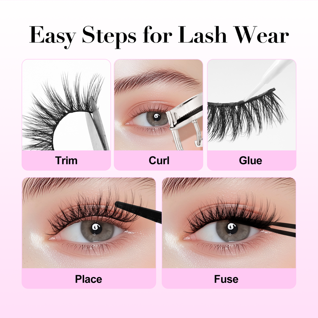 Bepholan Fake Eyelashes 3D Super Fluffy False Lashes Clear Band Wispy Lashes 3-Pack Faux Mink Lashes(XMZ24)