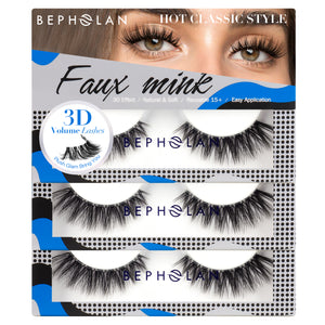 Bepholan Fake Eyelashes 5D Super Fluffy False Eyelashes Clear Band Wispy Lashes 3-Pack Faux Mink Lashes(XMZ92)
