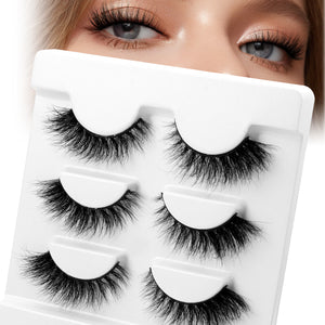 Bepholan Fales Eyelashes Natural Look Mink Fake Eyelashes 3-Pack Soft Band Cat Eye Lashes Manga Eyelashes Fluffy,XMZ208