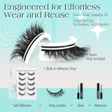 Bepholan 5 Pairs Self Adhesive Eyelashes Natural Look No Glue Needed False Eyelashes Reusable Press On Lashes of Replacement Adhesive Strips
